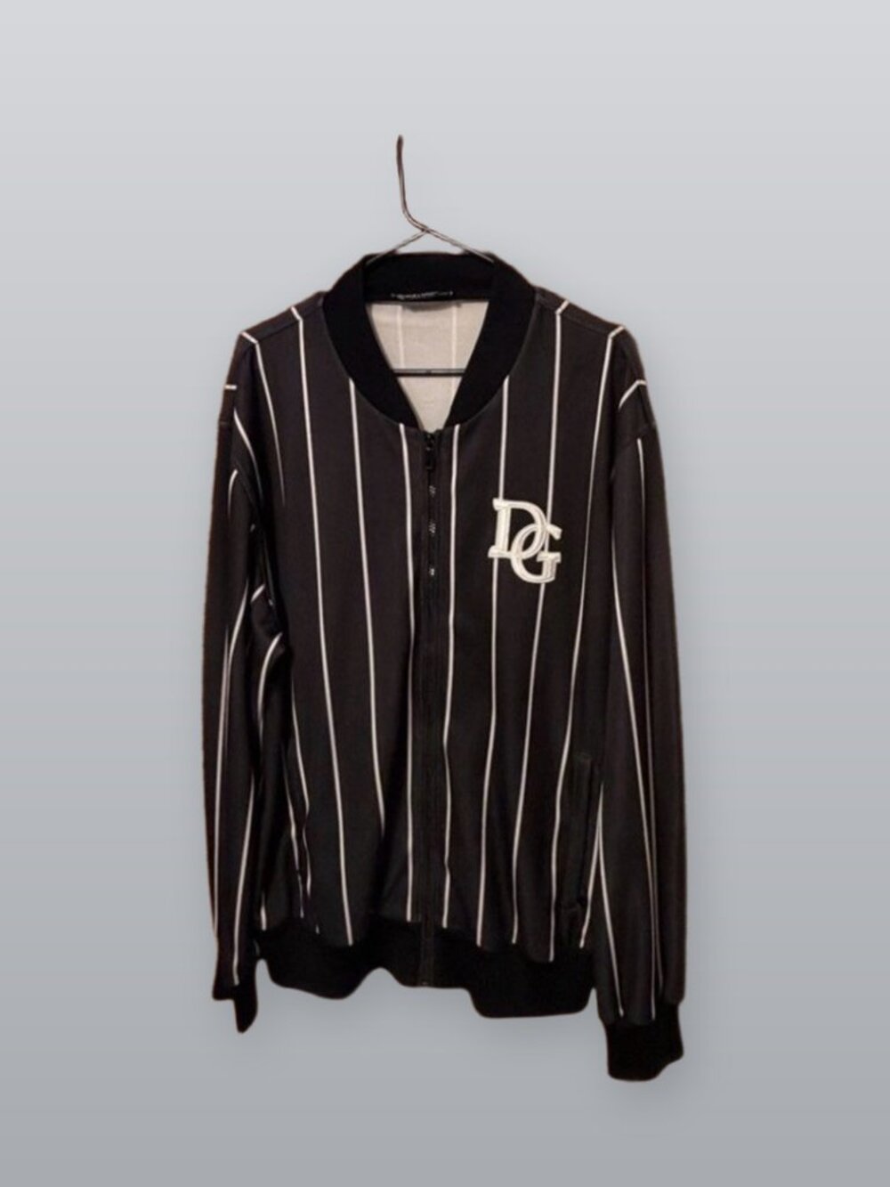 Dolce & Gabbana Black and White Striped Bomber Jacket